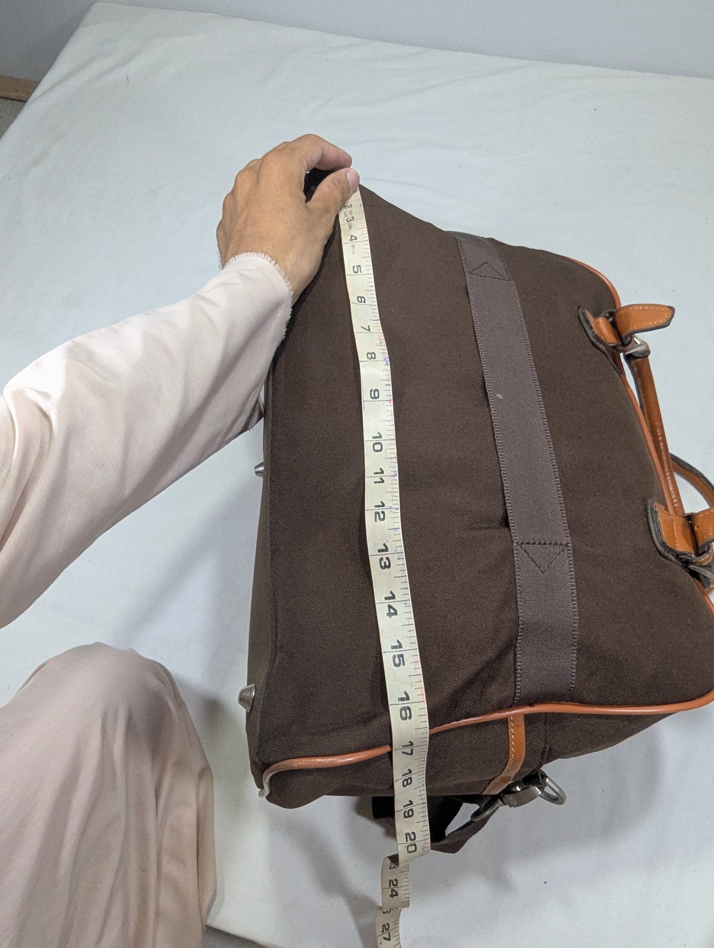 Premium Canvas Travel Handbag with PU Leather Accents s Duffle Ab3
