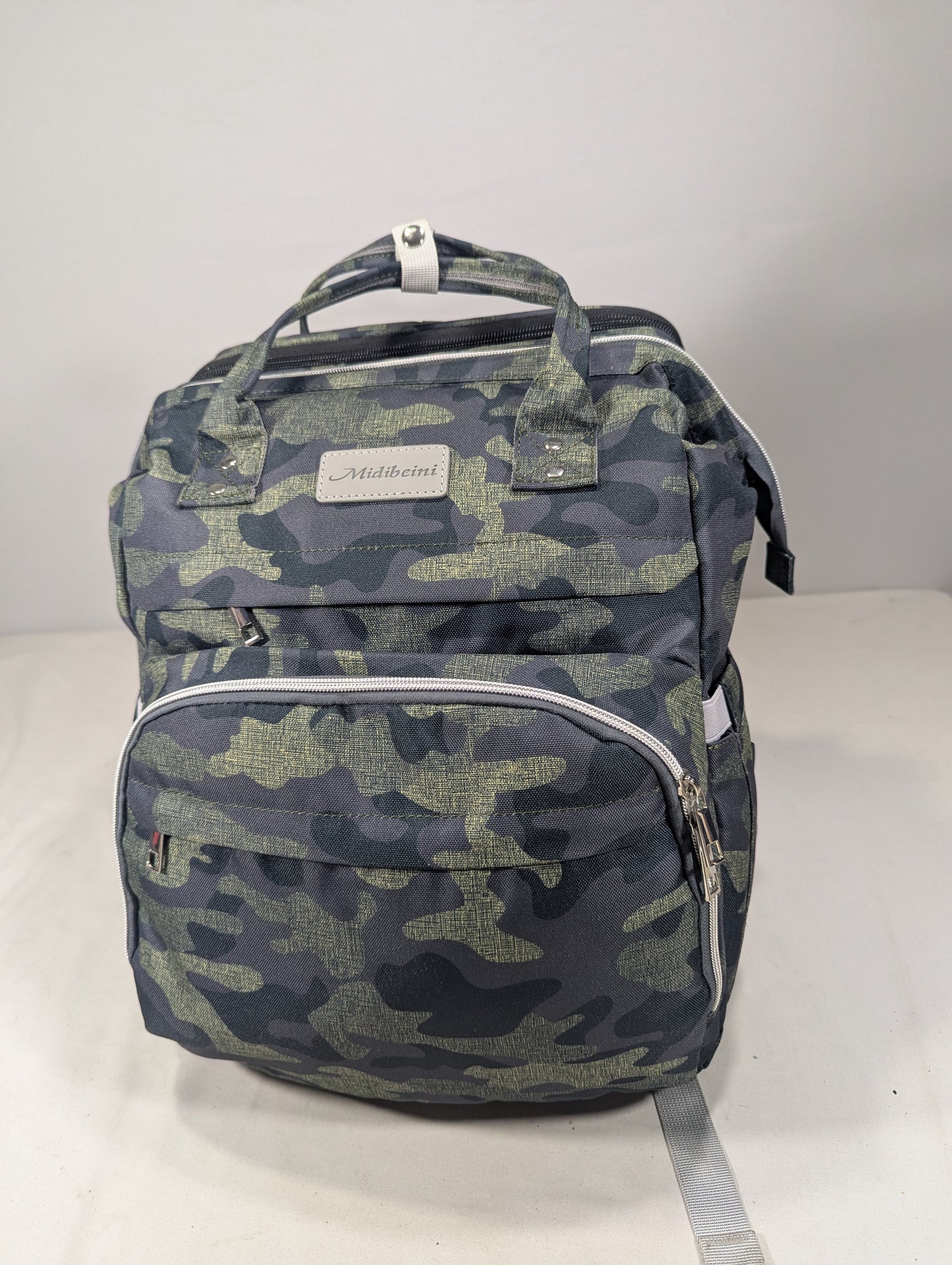 Camouflage baby diaper backpack with Baby bed