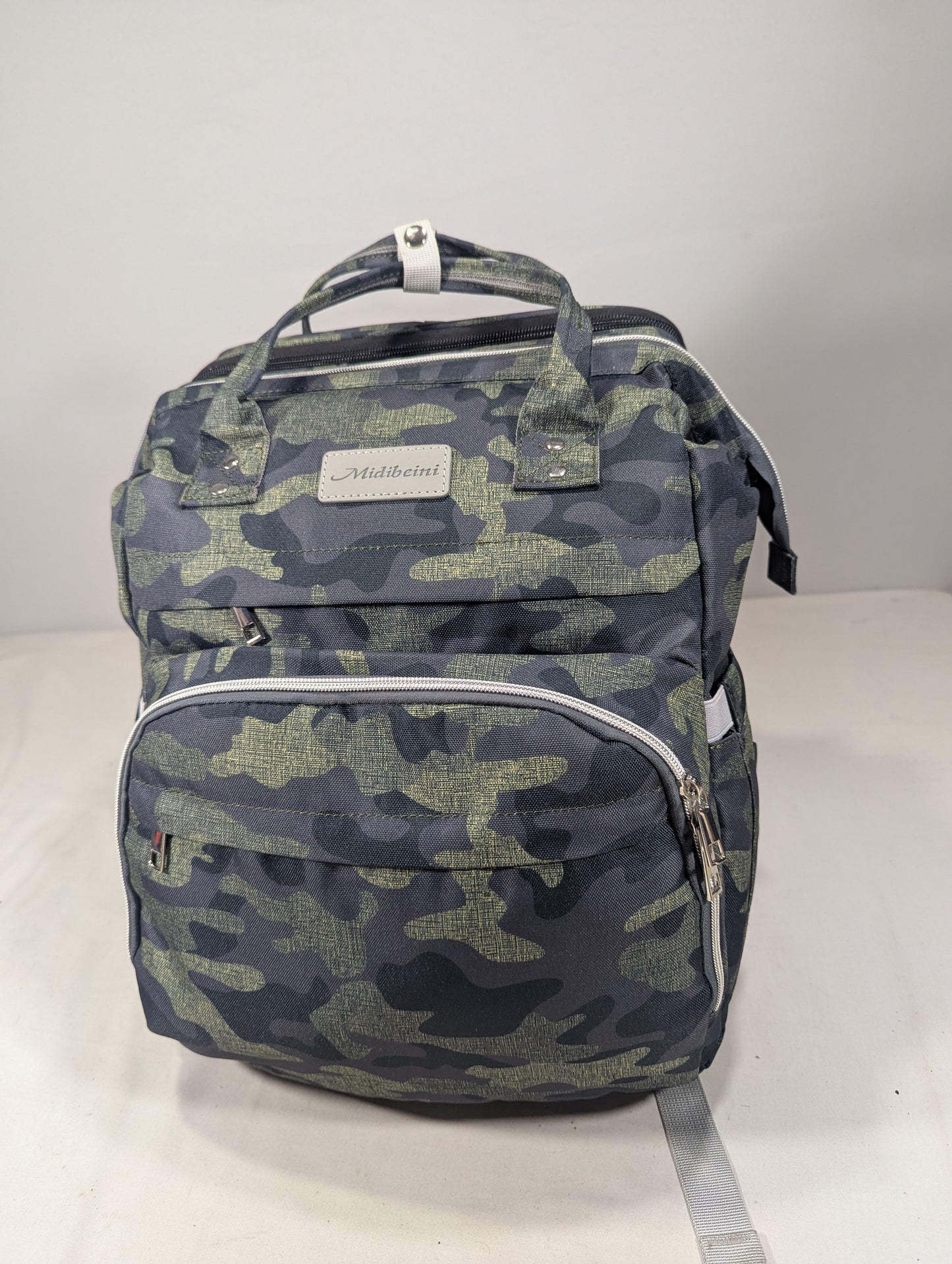 Camouflage baby diaper backpack with Baby bed