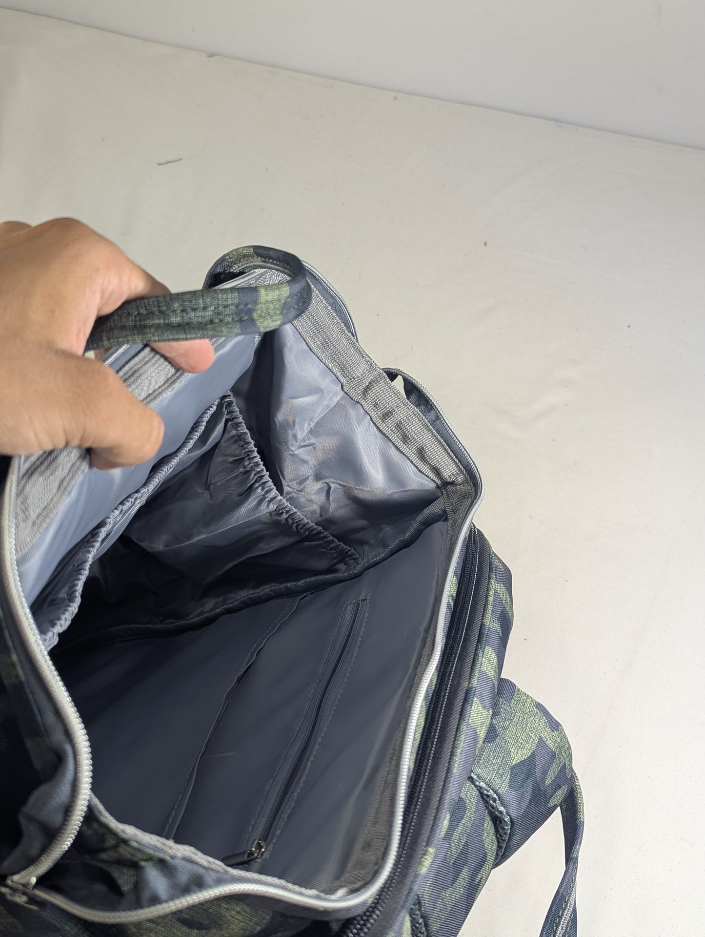 Camouflage baby diaper backpack with Baby bed