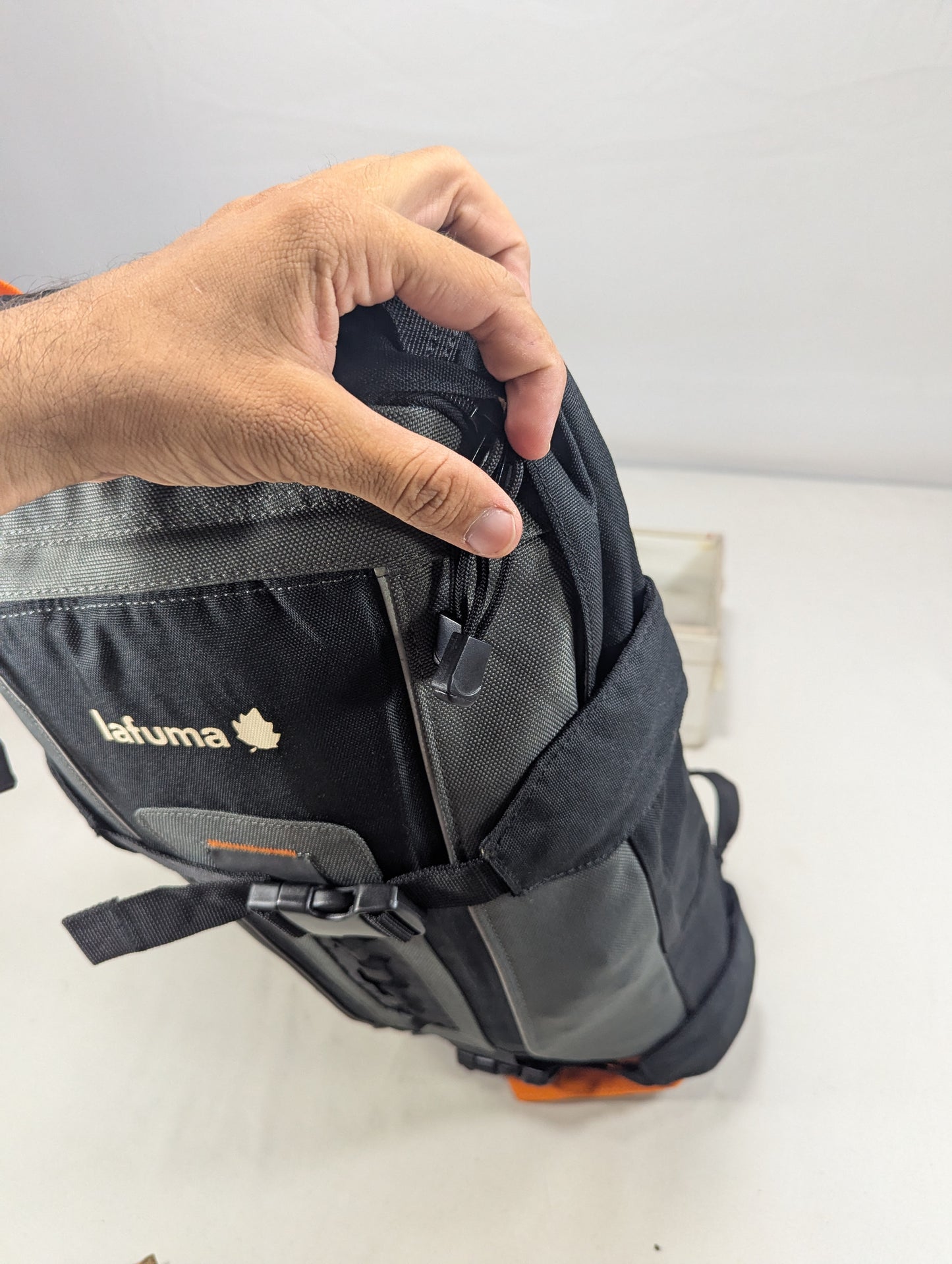 Tracking slim hiking tourist backpack