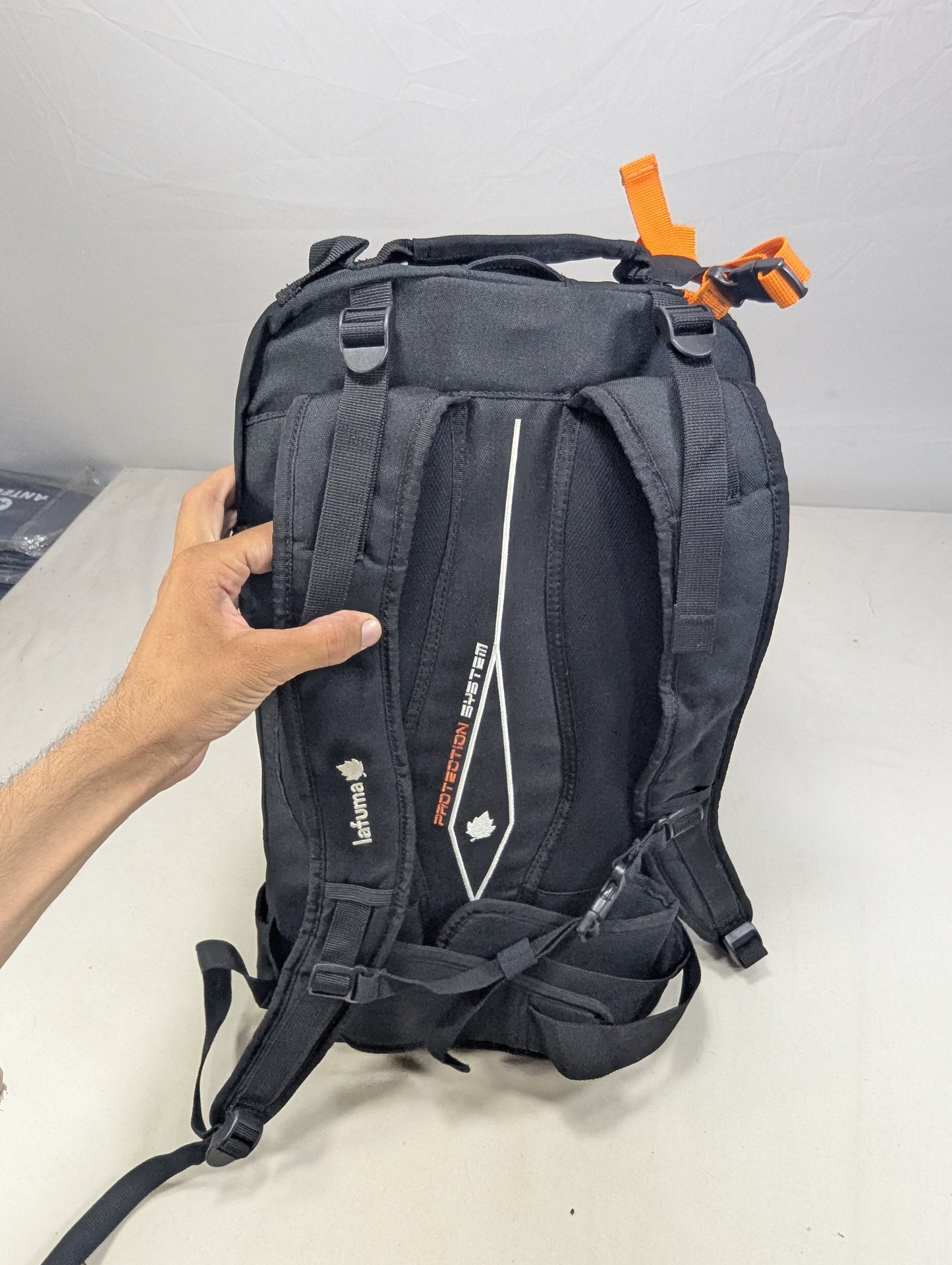 Tracking slim hiking tourist backpack