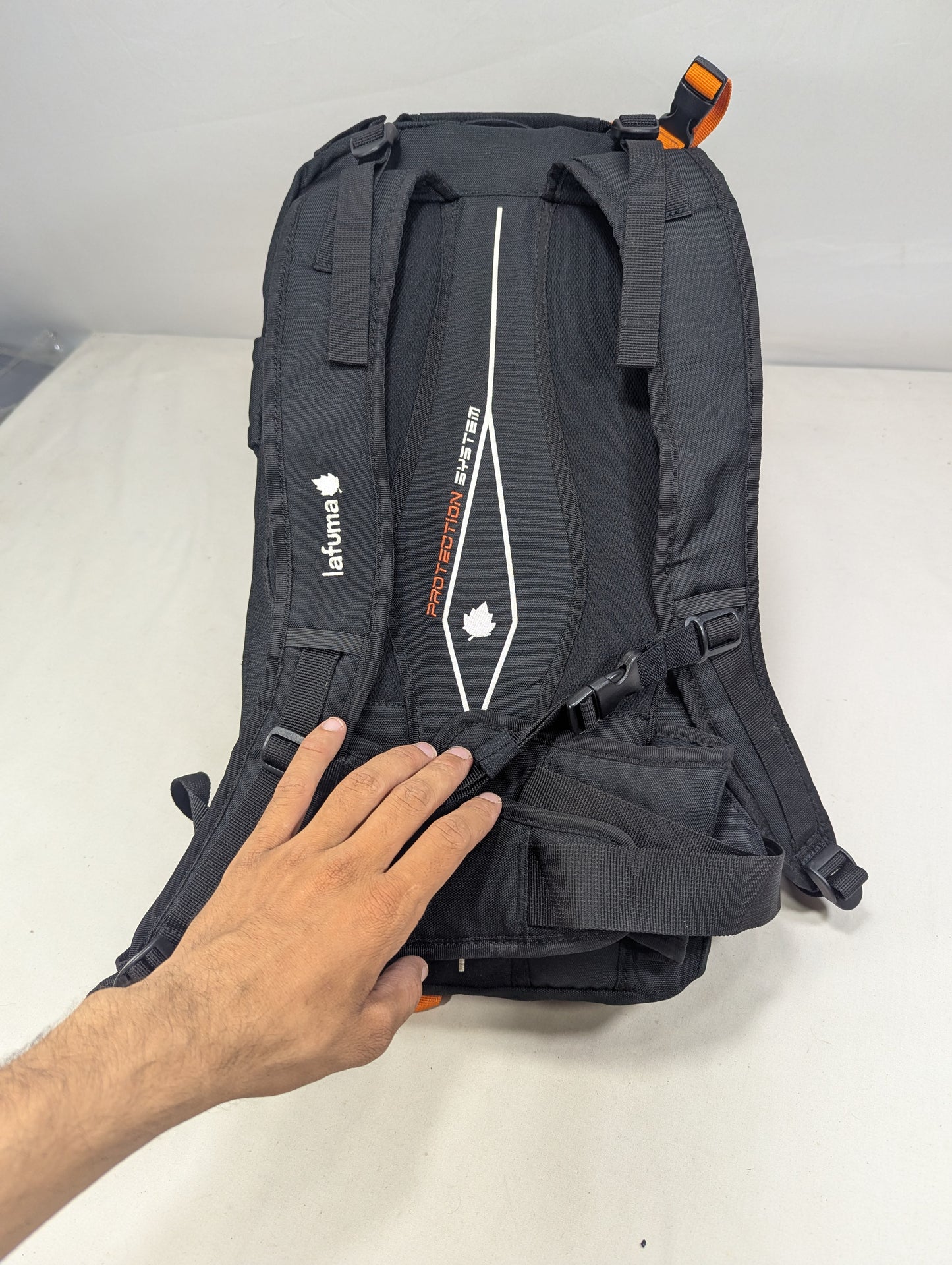 Tracking slim hiking tourist backpack