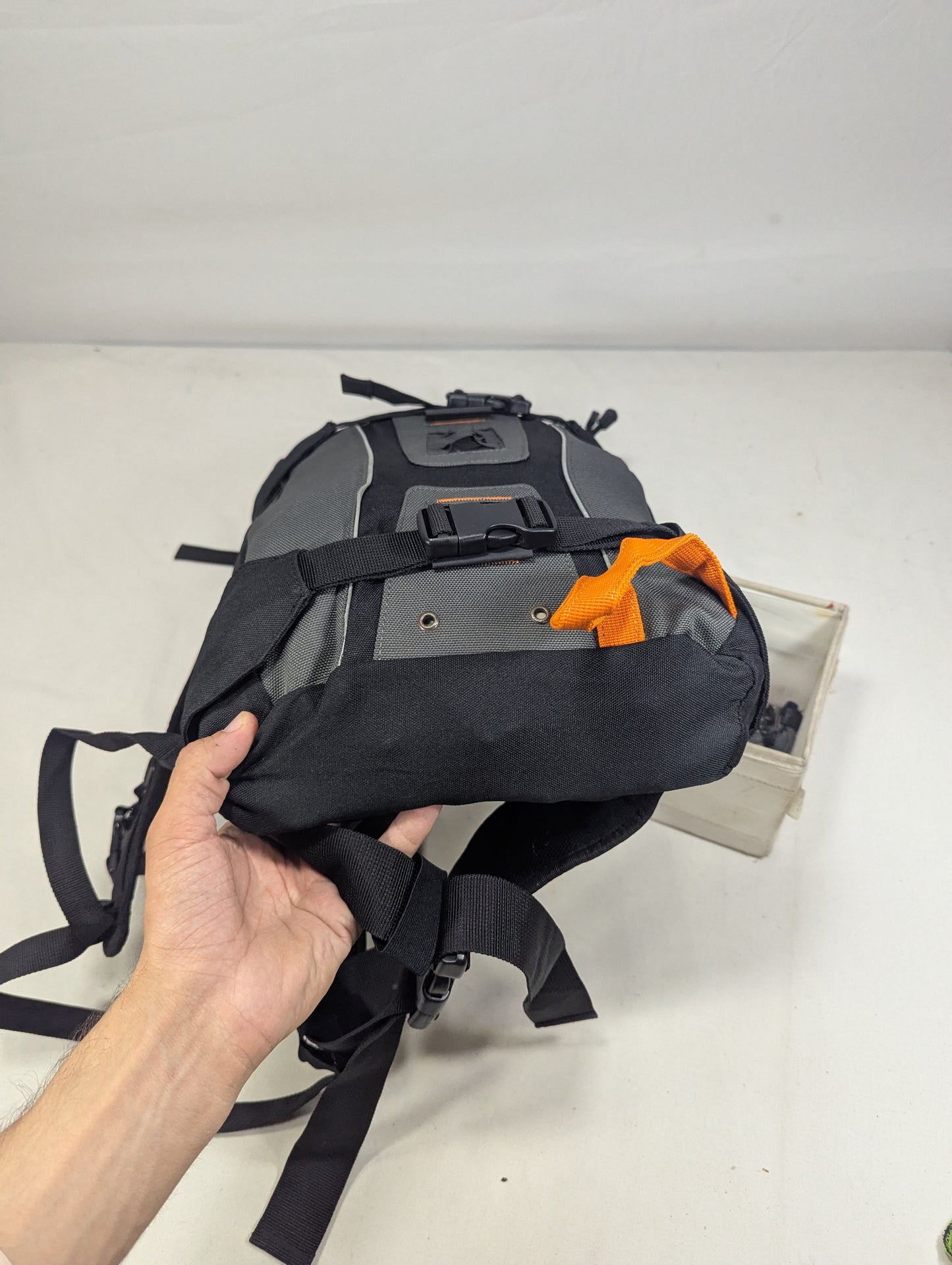 Tracking slim hiking tourist backpack