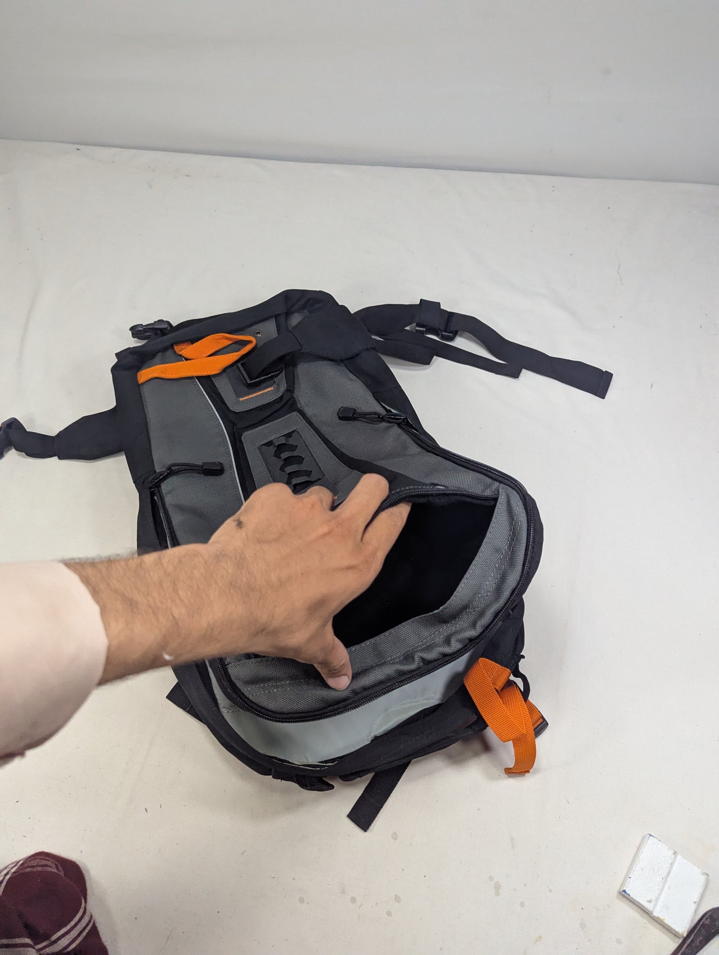 Tracking slim hiking tourist backpack
