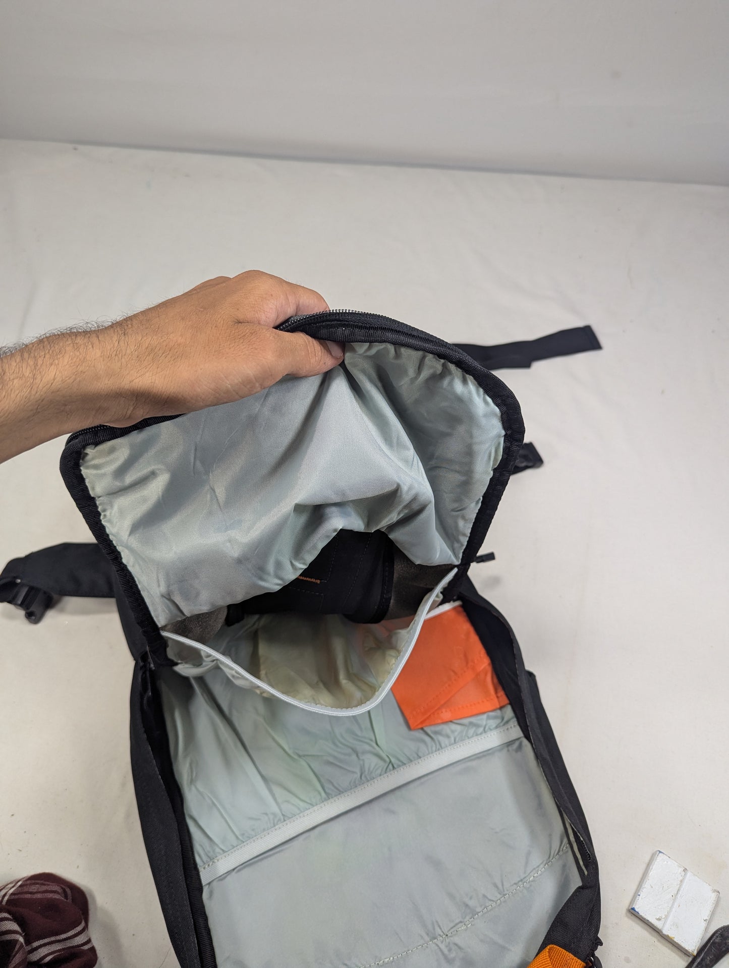 Tracking slim hiking tourist backpack