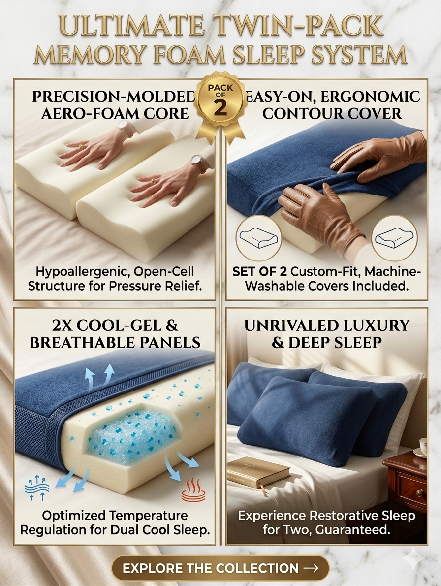 Pack of 02 Imported Authentic Memory foam Pillow P0220