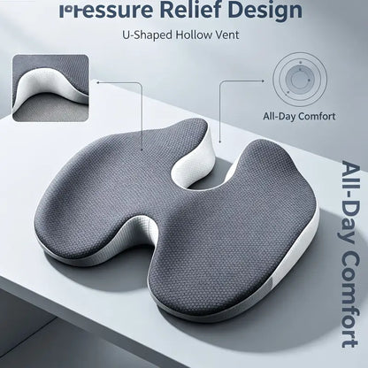 Chair Cushion - Ergonomic Seat for Orthopedic Coccyx, Hip & Back Support