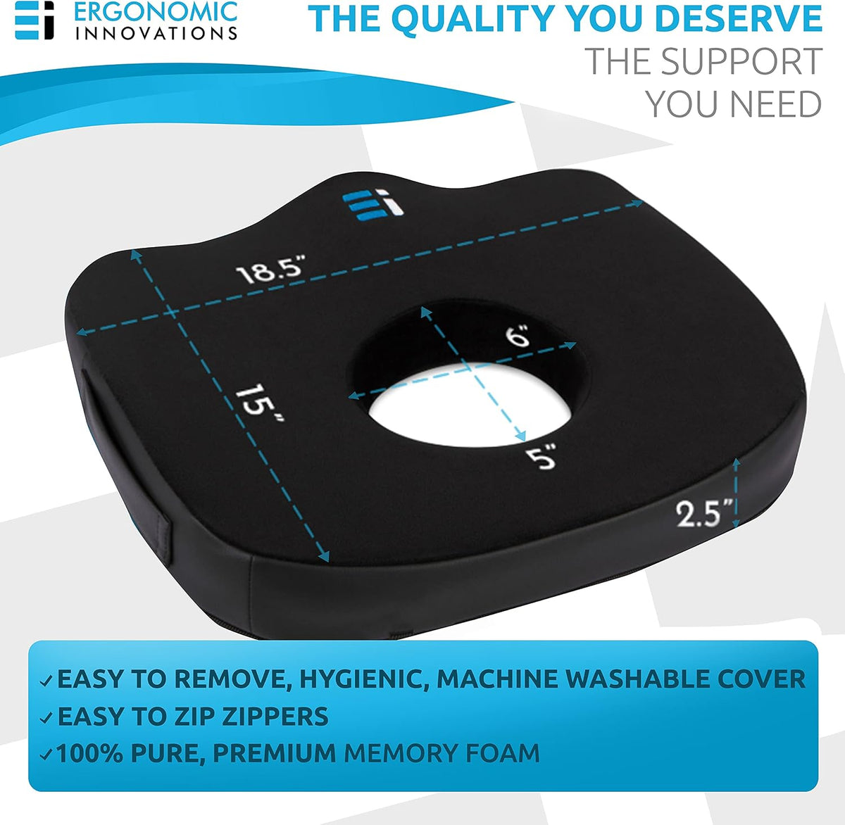 Chair Cushion - Ergonomic Seat for Orthopedic Coccyx, Hip & Back Support