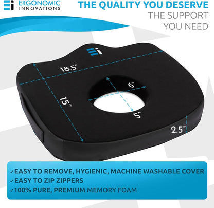 Chair Cushion - Ergonomic Seat for Orthopedic Coccyx, Hip & Back Support
