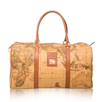 Korean stock map pattern duffle bag Ab3