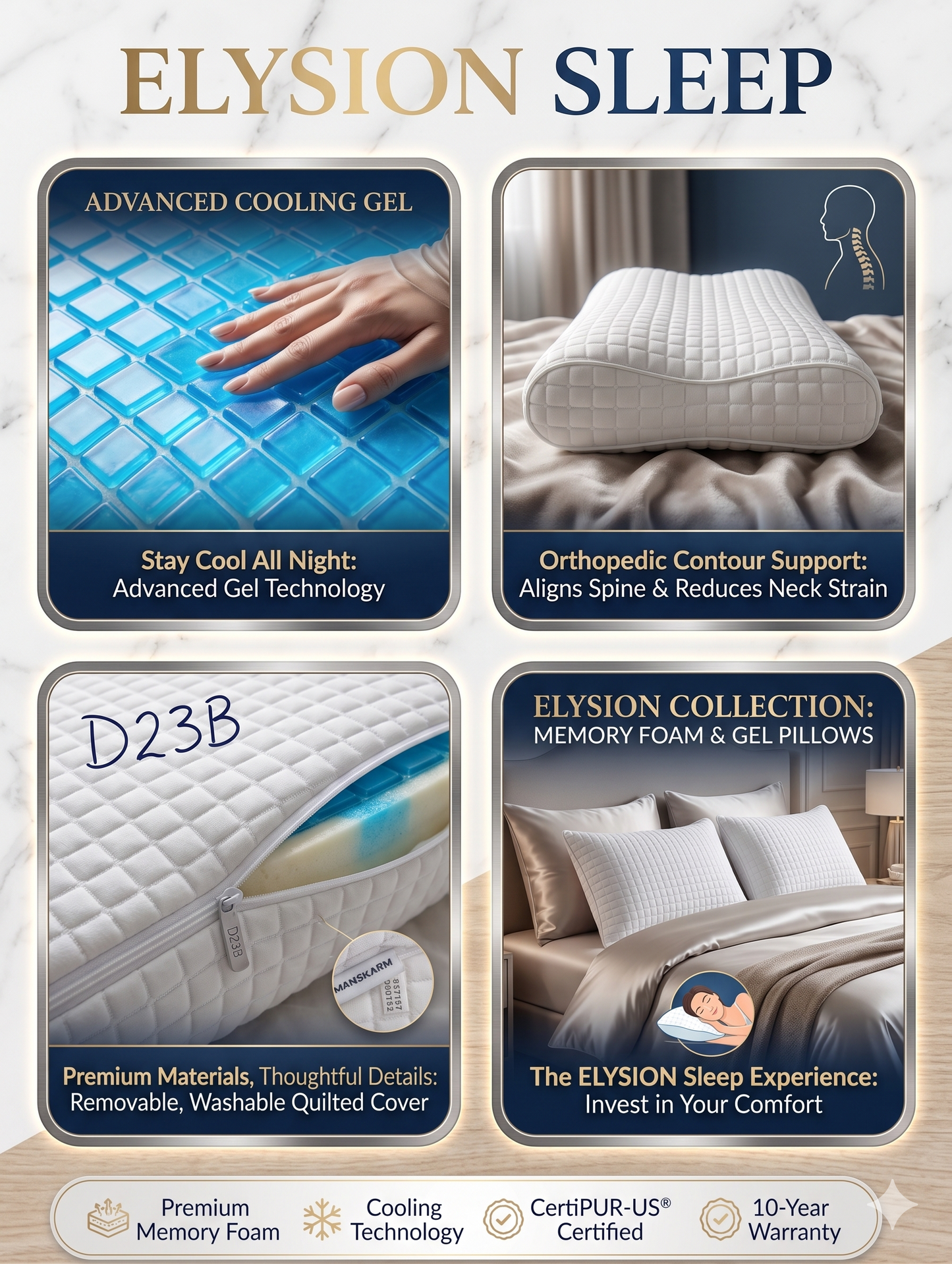 Gel  Imported Authentic Memory foam Pillow P0238