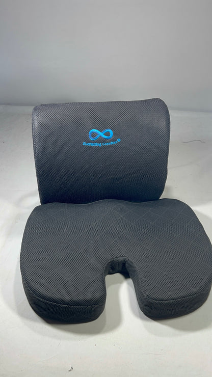 Pack of 02 Chair Cushion and Lumber support - Ergonomic Seat for Orthopedic Coccyx, Hip & Back Support