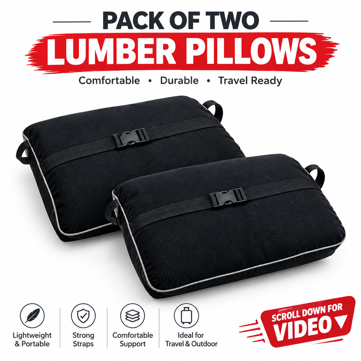Pack of 02 Chair Cushion - Ergonomic Seat for Orthopedic Coccyx, Hip & Back Support