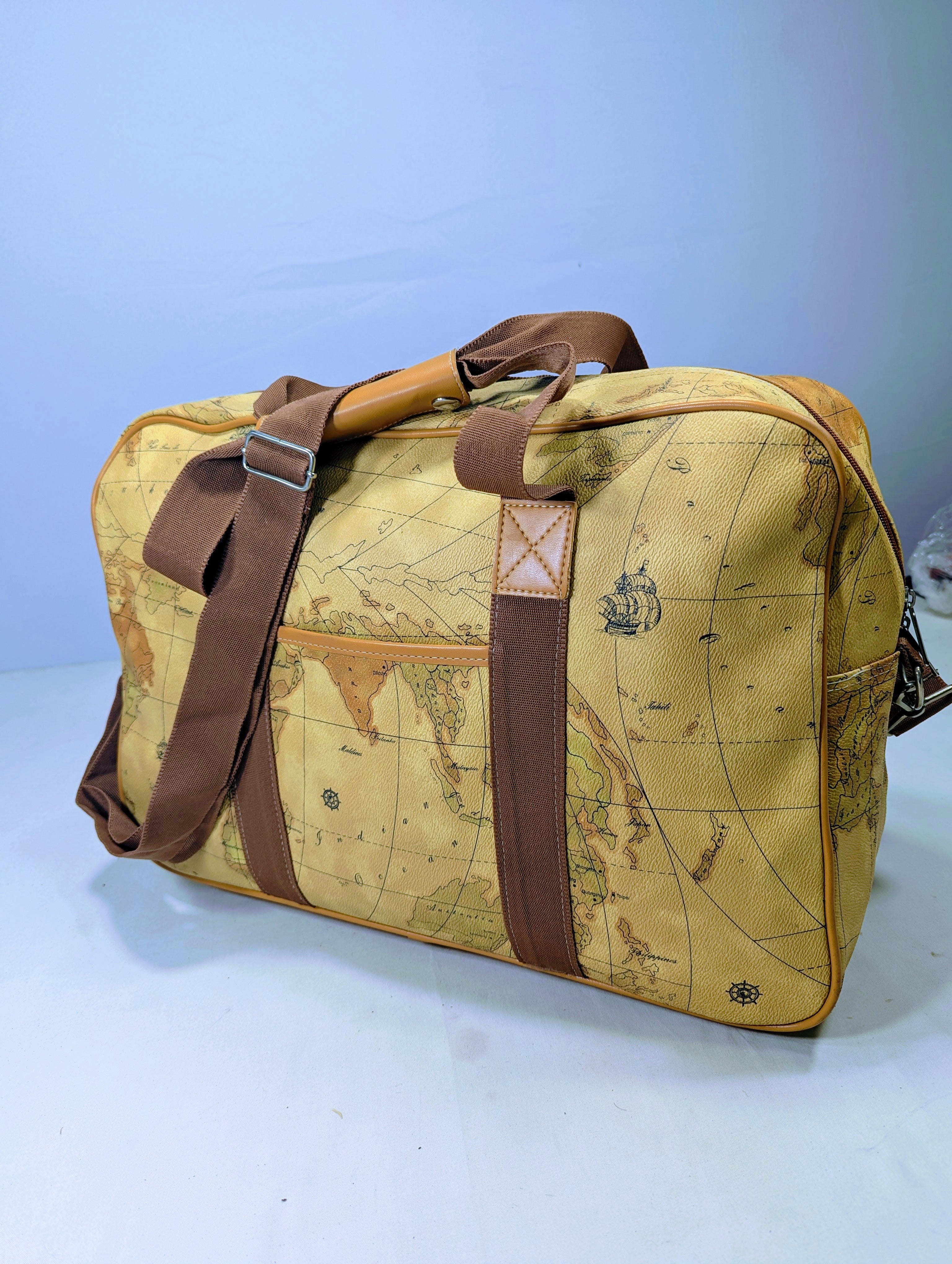 Map pattern Korean duffle bag Ab3