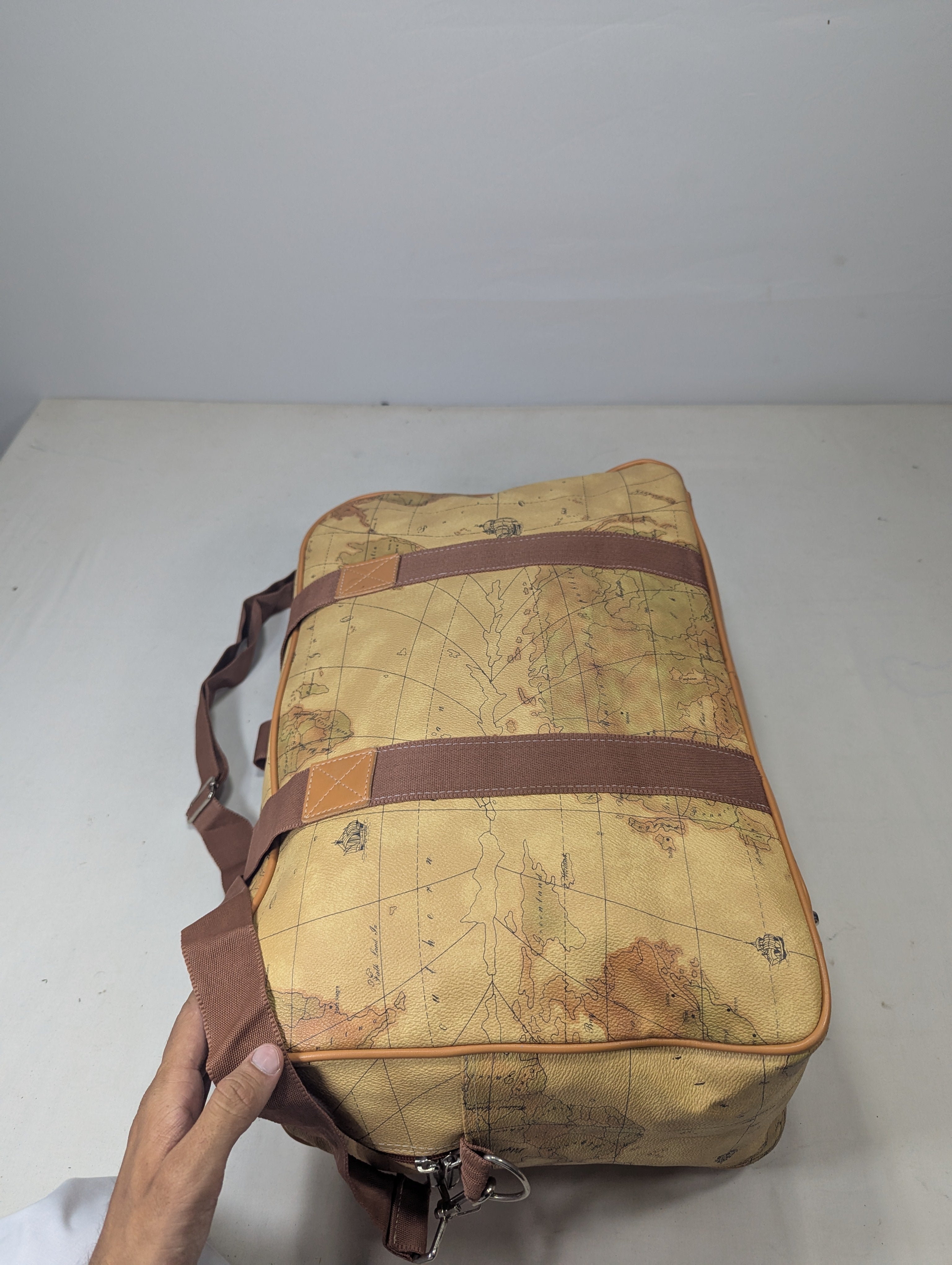 Map pattern Korean duffle bag Ab3
