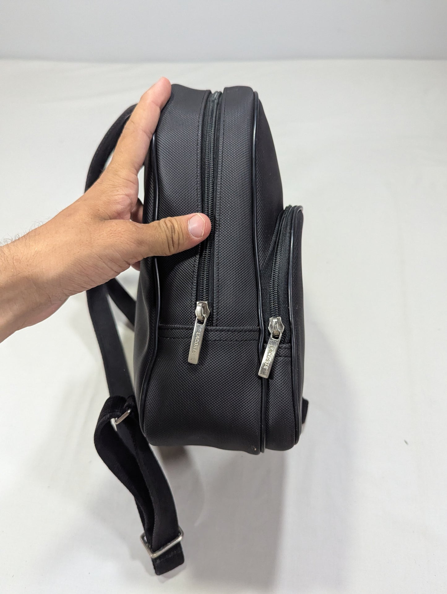 Lacoste black color branded Backpack Ab3