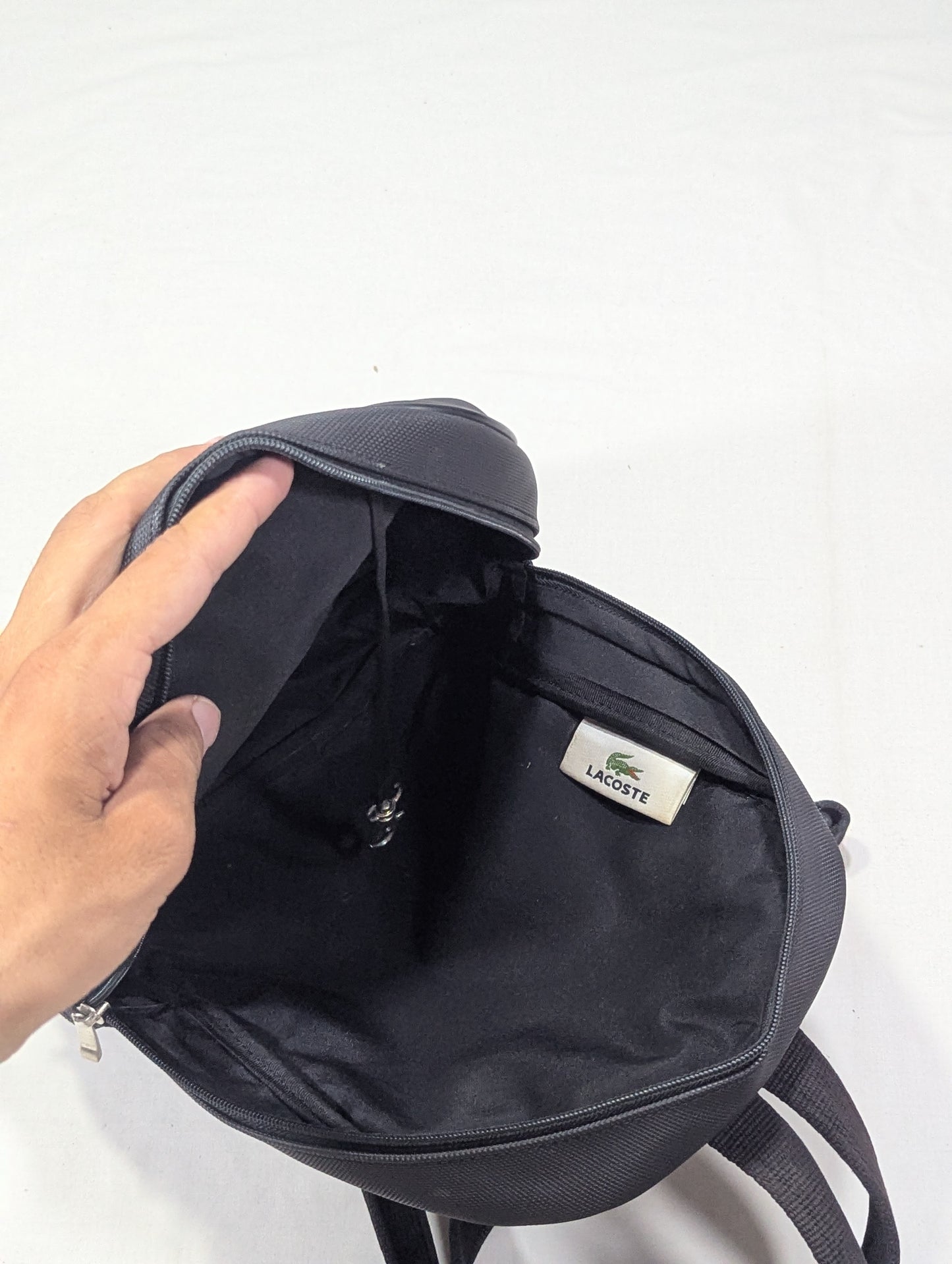Lacoste black color branded Backpack Ab3