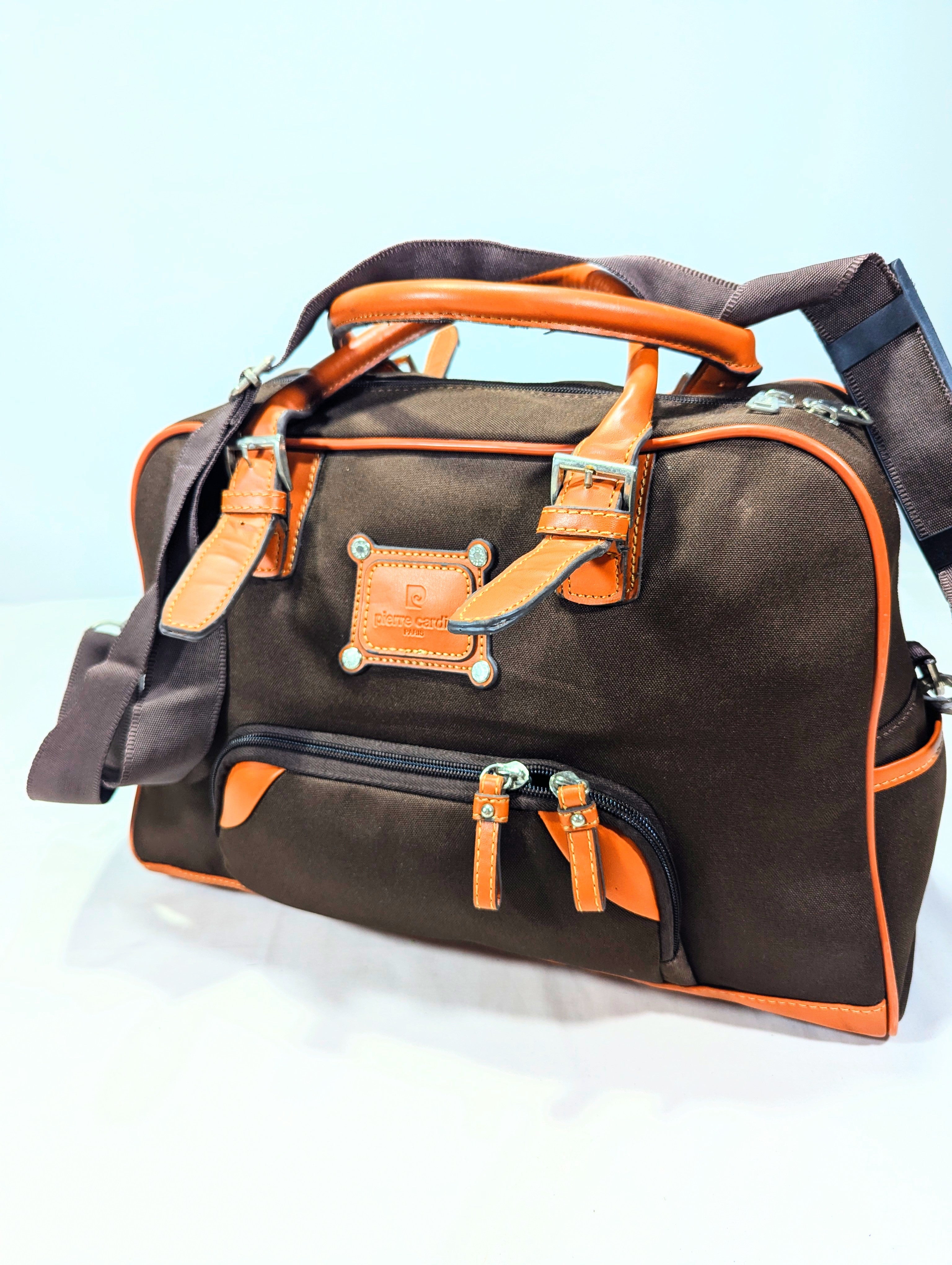 Premium Canvas Travel Handbag with PU Leather Accents s Duffle Ab3