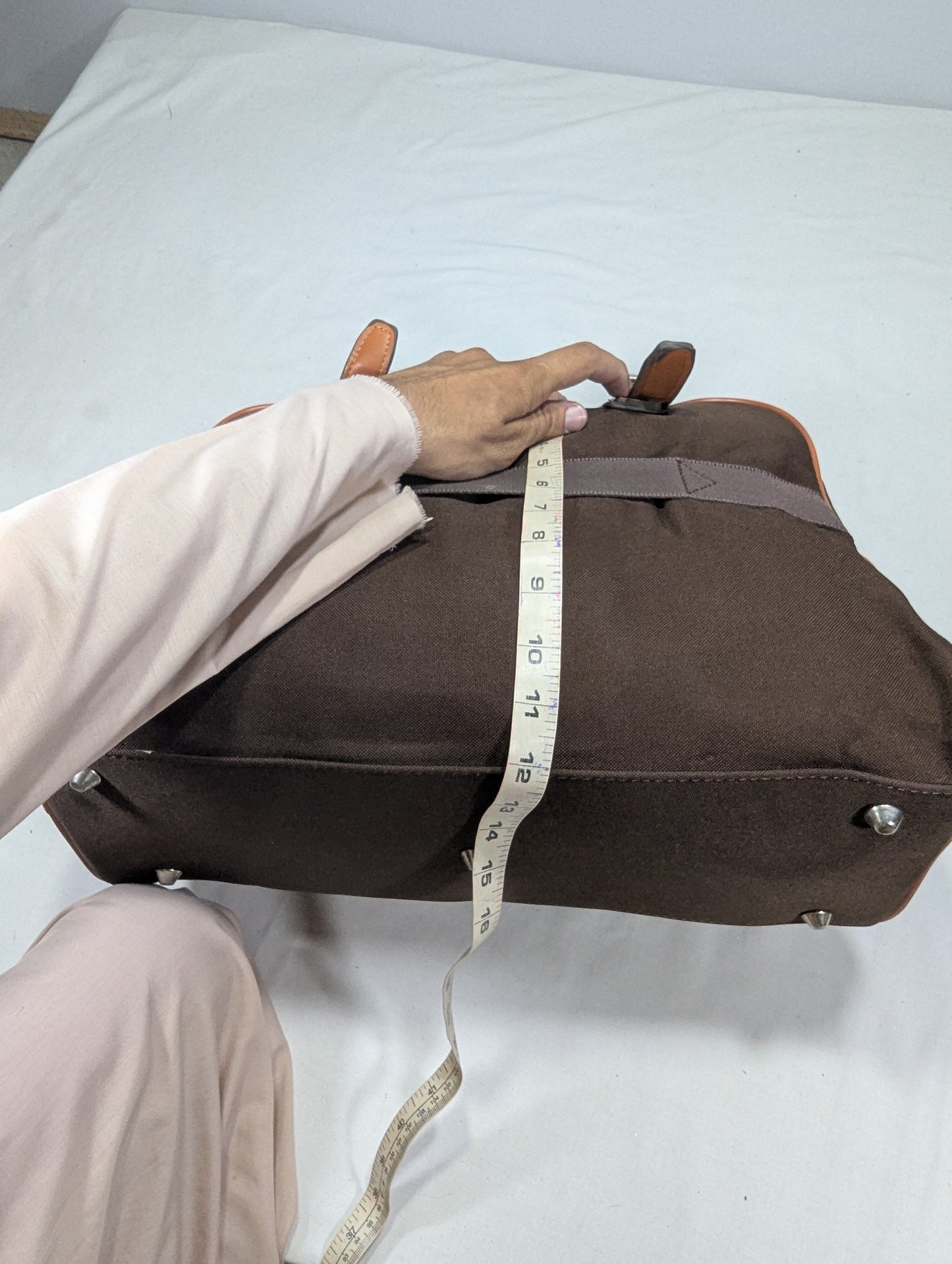 Premium Canvas Travel Handbag with PU Leather Accents s Duffle Ab3