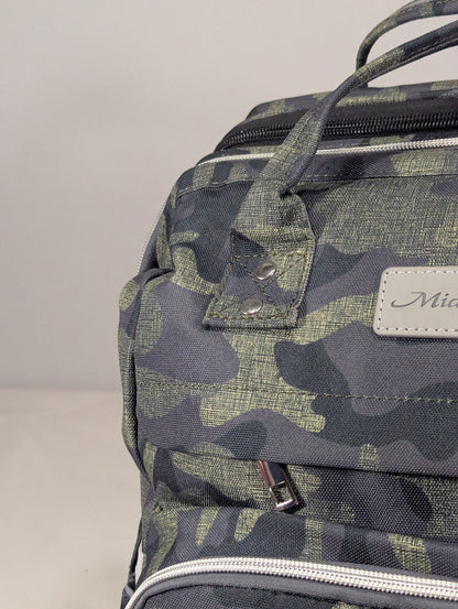 Camouflage baby diaper backpack with Baby bed