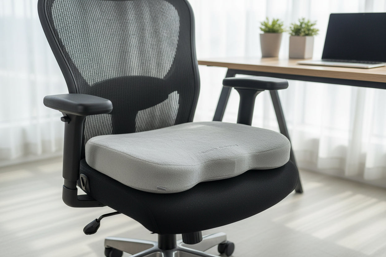 Chair Cushion - Ergonomic Seat for Orthopedic Coccyx, Hip & Back Support -