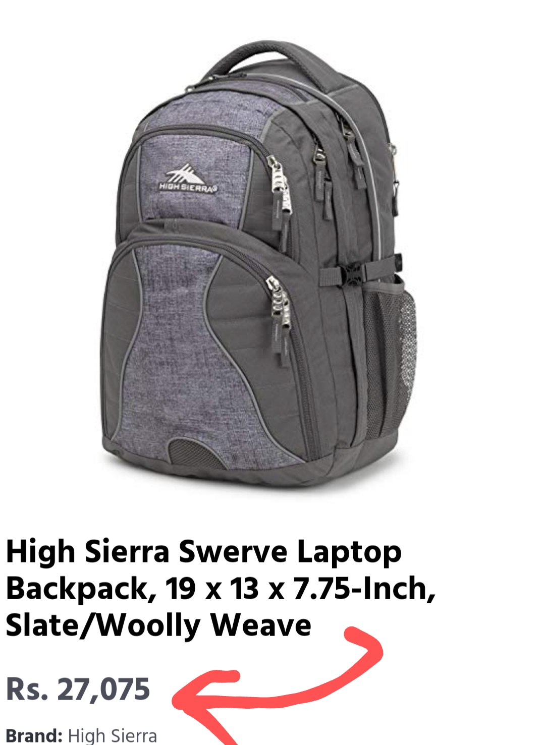 The USA brand, high Sierra authentic new grey color backpack