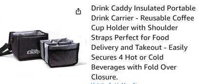 Portable drink carrier insulated bag