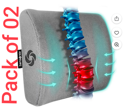 Pack of 02 Lumbar Pillow - Patented Ergonomic Multi-Region Firm Back Support