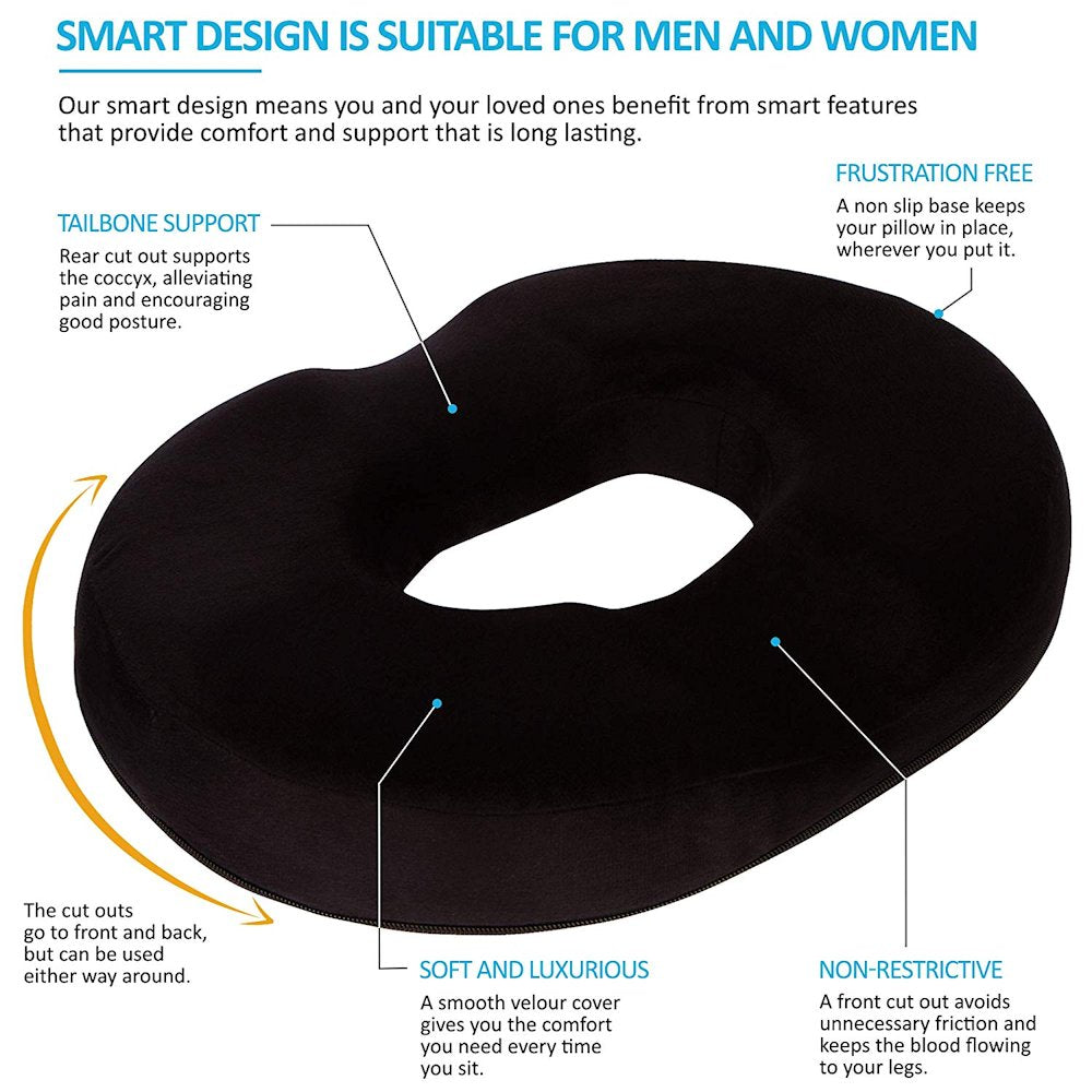 Chair Cushion - Ergonomic Seat Cushion for Orthopedic Coccyx, Relief Hip & Back Support -