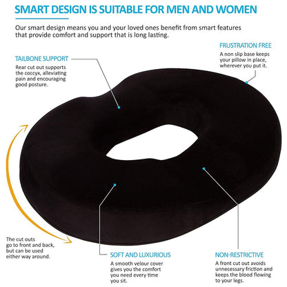 Chair Cushion - Ergonomic Seat Cushion for Orthopedic Coccyx, Relief Hip & Back Support -