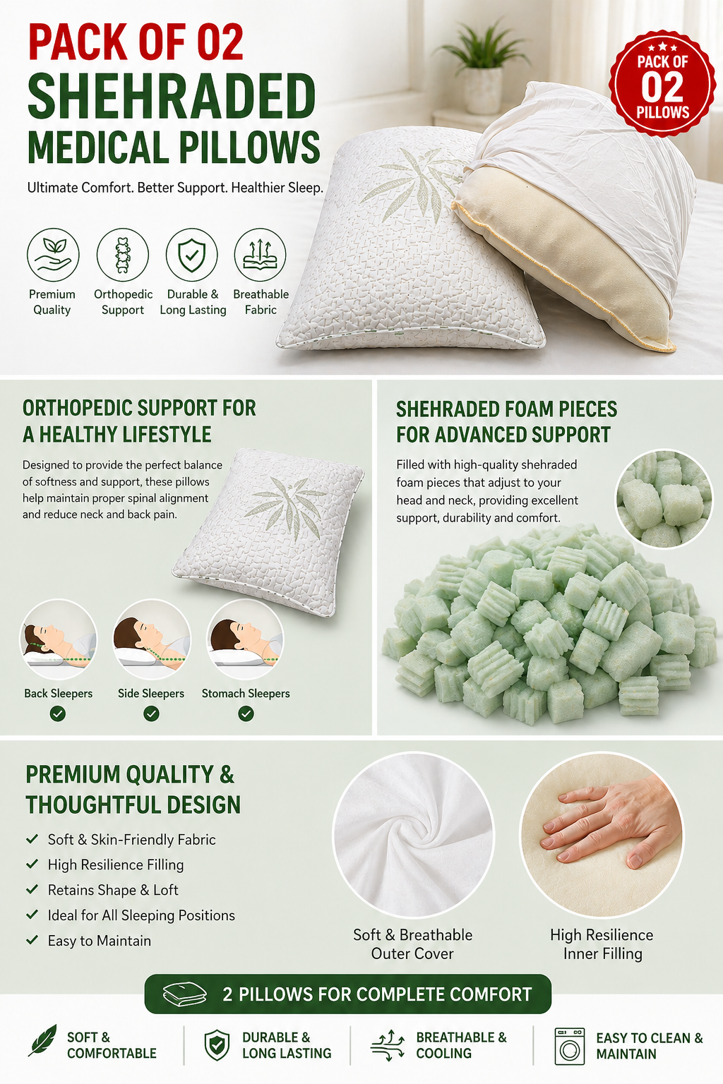 Pack of o2 Imported Lot Memory foam Pillow P0208