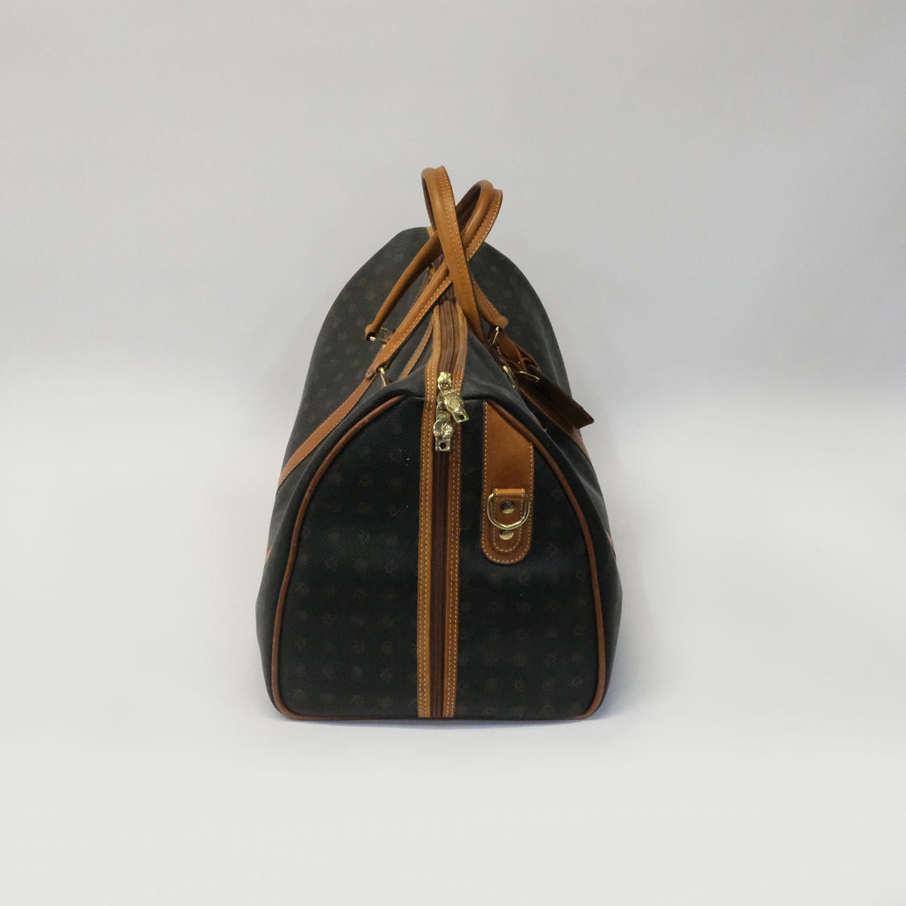 Vintage Patterned Korean Duffel Bag with PU Leather Trim Ab3