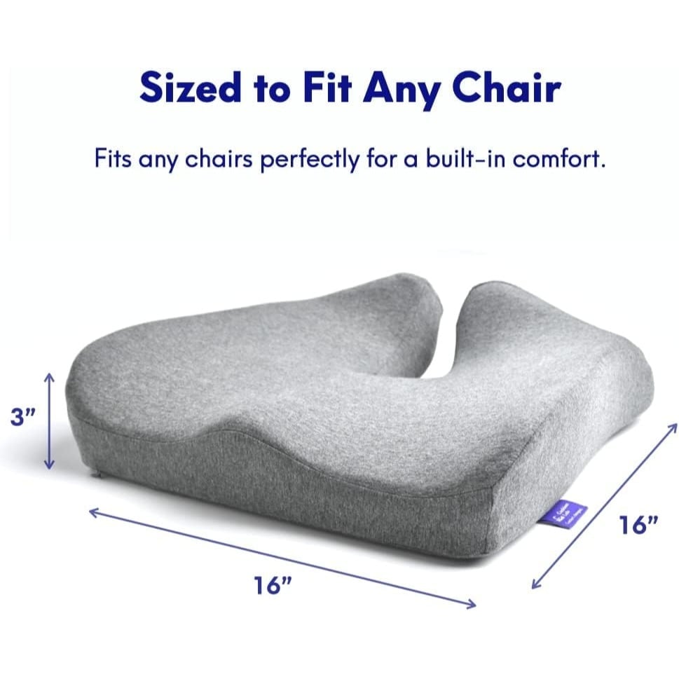 Chair Cushion - Ergonomic Seat for Orthopedic Coccyx, Hip & Back Support -