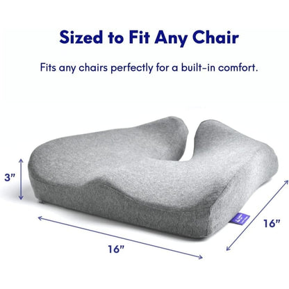 Chair Cushion - Ergonomic Seat for Orthopedic Coccyx, Hip & Back Support -