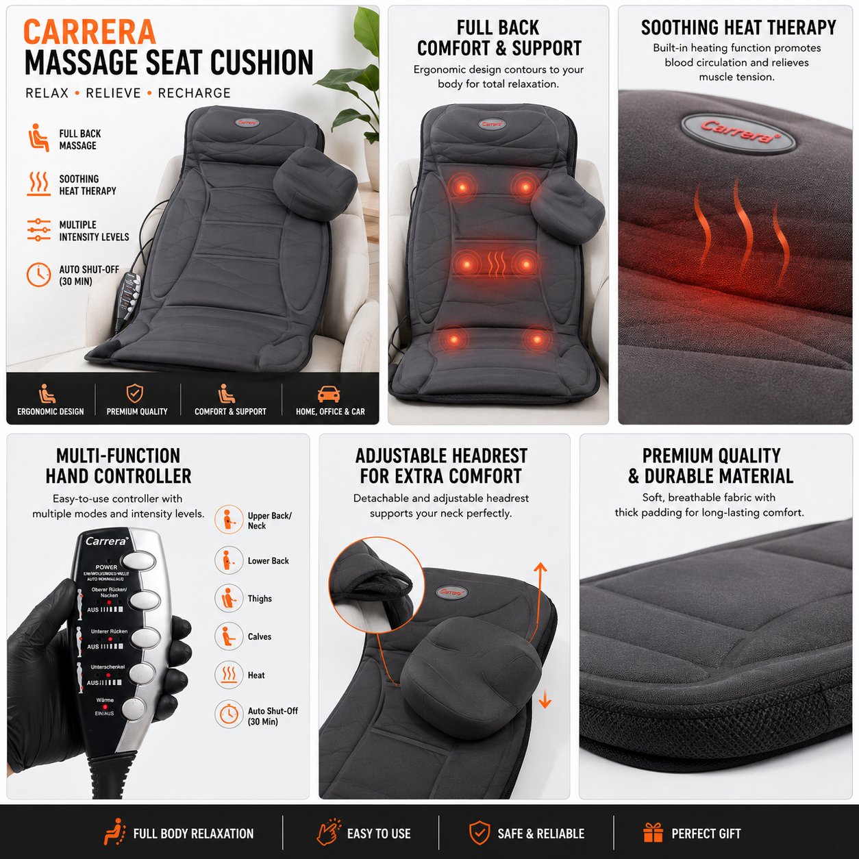 Full body massager with heating pad also inflatable