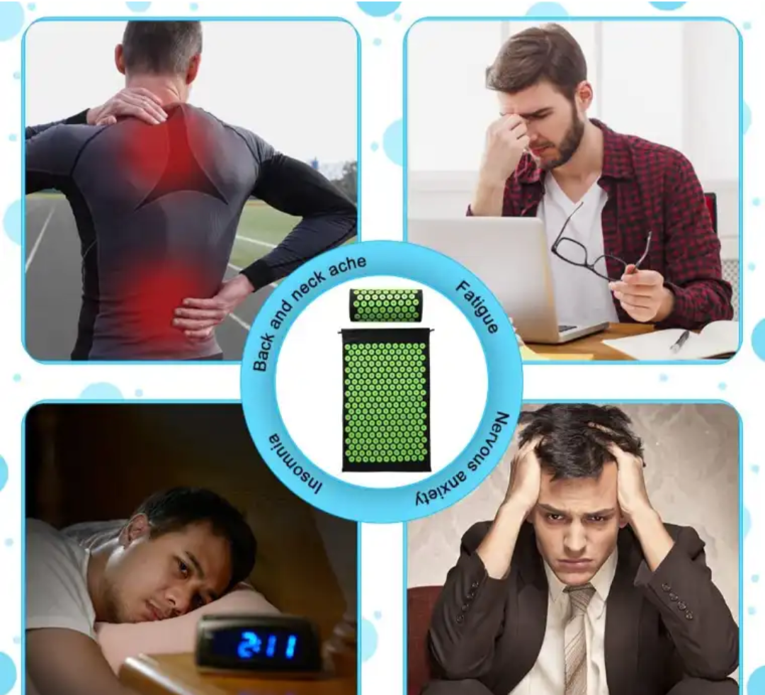 Acupressure Mat and Pillow Set for Back and Neck Relief and Muscle Relaxation Relieves title will update soon