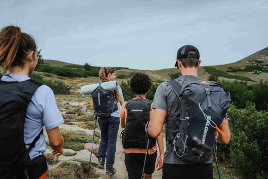 Tracking slim hiking tourist backpack